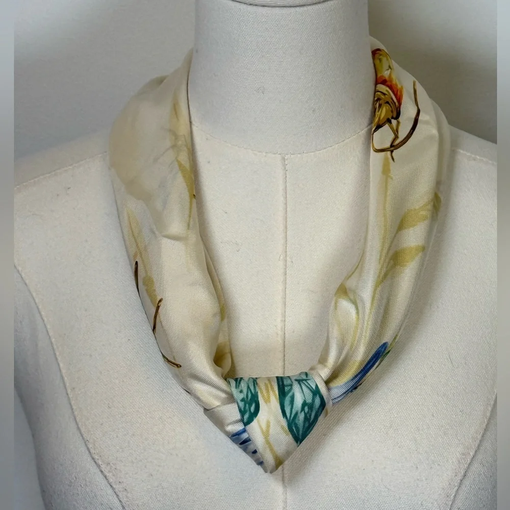 Vintage Daniel Swarovski Paris | ‘Paradise’ Silk Scarf Original Box And Tissue